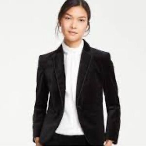 Ann Taylor Black Velvet Single Breasted Blazer size 14